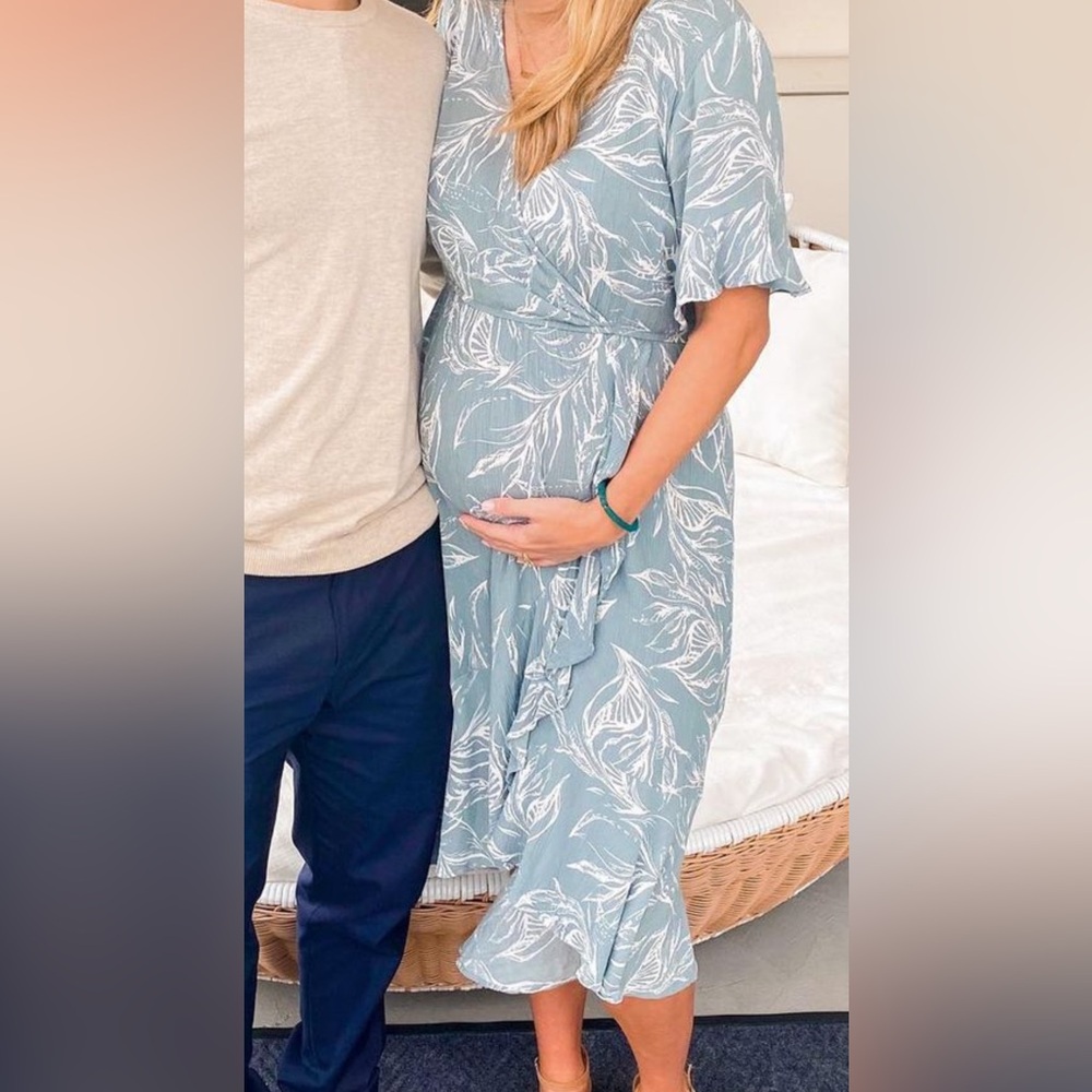 High low green leaf print dress